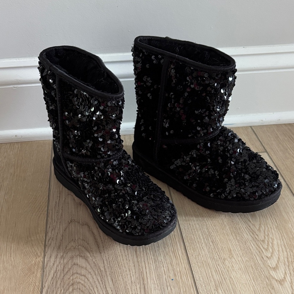UGG Black Sequin Boots size 3 girls